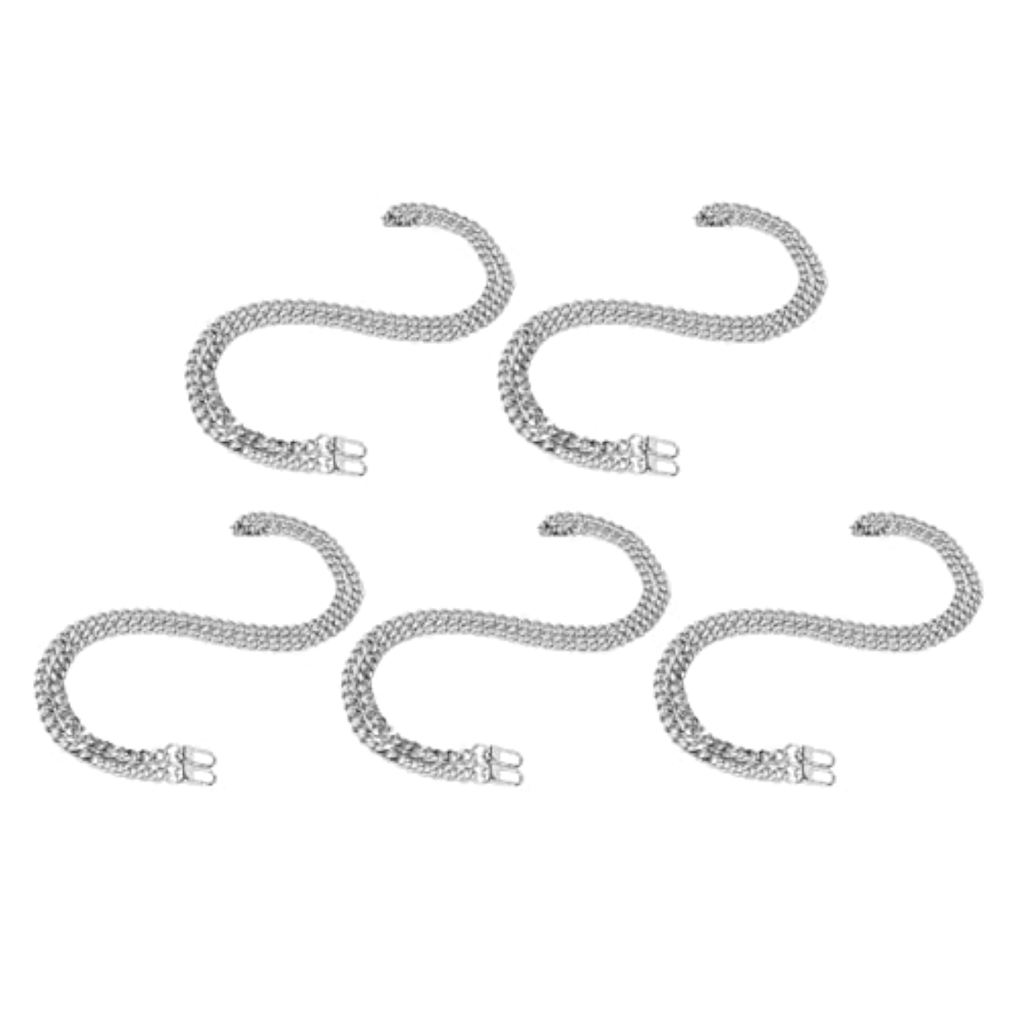 5pc Silver Metal Curb Chain Anklet Set, Rustproof